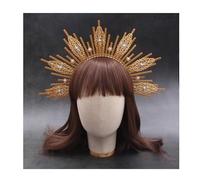 Couronne de déesse du soleil Halo Bandeau Halo Bandeau drôle exagéré Couronne Halloween Sorcière Robe Accessoires de cheveux (perles blanches)
