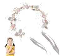 Couronne de demoiselle d'honneur pour mariage, faite à la main, élégante coiffe en perles pour bouquetière - Bandeau guirlande réglable, accessoire de cheveux portable multifonctionnel pour un usage