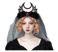 Couronne De Diadème Gothique, Bandeau Noir Et Rouge Avec Roses, Coiffure Roi D'Halloween, Sorcière, Cosplay, Fête Masquée Convient à De Nombreuses Occasions(Black)