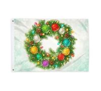 Couronne de drapeaux pour extérieur, décorations festives de Noël, drapeaux verts de Noël avec bannière en corde, décoration d'extérieur résistante à la décoloration pour balcon, terrasse, jardin