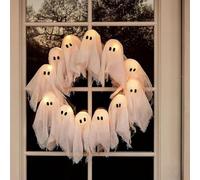 Couronne de fantômes d'halloween, Guirlande Lumineuse décorative, éclairage de pelouse, allée, éclairage à Piles, Accessoires de fête d'halloween à LED, décoration de Jardin(with Light)