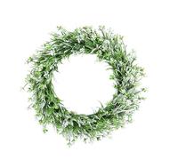 Couronne de feuilles vertes de printemps réaliste pour extérieur - Couronne de plantes artificielles pour porte d'entrée - Décorations de fermes artificielles - 40 cm de diamètre