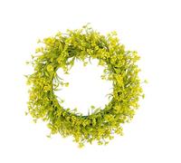 Couronne de feuilles vertes de printemps réaliste pour extérieur - Couronne de plantes artificielles pour porte d'entrée - Décorations de fermes artificielles - 40 cm de diamètre