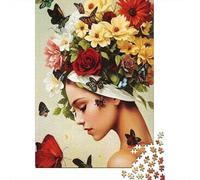 Couronne de Fleur Papillon Carton Extra Épais Puzzle De Bricolage 12 Ans+ Jeu De Famille Amusant Stimulant Belle Décoration Murale Idée Cadeau 70x50cm/1000pcs