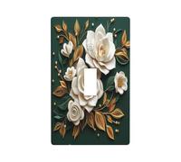 Couronne de fleurs 3D avec accents dorés et feuilles vertes - Plaque murale décorative à bascule unique pour cuisine, ferme, chambre à coucher, salle de bain