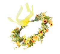 Couronne de Fleurs Artificielle Jaune, Coiffe de Mariée Ajustable | Pp et Fer, Décoration pour Communion et Réunion Annuelle, Accessoire Photo Booth Mariage