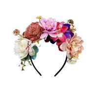 Couronne de fleurs artificielles, Bandeau à fleurs roses for femmes, cerceau lunette multicolore, bandeau for cheveux de mariage(Color1)