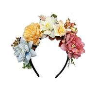 Couronne de fleurs artificielles, Bandeau à fleurs roses for femmes, cerceau lunette multicolore, bandeau for cheveux de mariage(Color2)