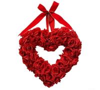 Couronne de fleurs artificielles conçue avec des roses et eucalyptus sur le thème de l'amour pour la Saint-Valentin et un mariage (35,6 cm)