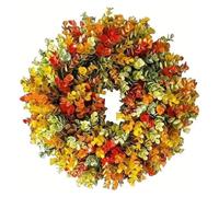 Couronne de Fleurs artificielles élégante, Feuillage d'automne réaliste, décoration de Porte intérieure for Thanksgiving, Noël et Halloween.(35CM)