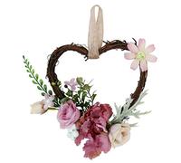 Couronne de fleurs artificielles en forme de cœur à suspendre pour fête de mariage, voiture, porte d'entrée, Saint-Valentin, décoration de fête de mariage