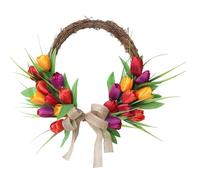 Couronne de Fleurs artificielles Tulipes Guirlande Florale printanière pour Porte Couronne de Porte Salon Chambre à Coucher Intérieur Maison Mur Décorations de Mariage, de fêtes et de Festivals