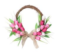 Couronne de Fleurs artificielles Tulipes Guirlande Florale printanière pour Porte Couronne de Porte Salon Chambre à Coucher Intérieur Maison Mur Décorations de Mariage, de fêtes et de Festivals