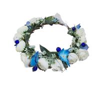 Couronne de fleurs bleues et blanches, accessoires for cheveux de mariage, bandeau de fleurs for filles, guirlandes florales for femmes, ornements de cheveux de mariée Pour femmes filles accessoires d