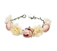 Couronne de Fleurs Couronne de fleurs artificielles - Bandeau 1 pièce Accessoire cheveux for femme Idéal for les vacances à la mer, mariages et fêtes d'anniversaire(Khaki)
