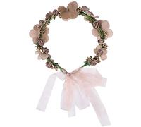 Couronne de Fleurs, Couronne Fleur Cheveux Mariage Nuptiale Fleur Couronne avec Ruban pour Chapeau Ornement Party Festival Beach Travle Mariage Accessoires(Haricot Rouge)