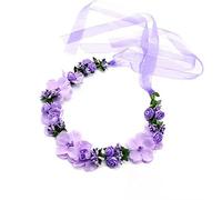 Couronne de Fleurs, Couronne Fleur Cheveux Mariage Nuptiale Fleur Couronne avec Ruban pour Chapeau Ornement Party Festival Beach Travle Mariage Accessoires(Mauve)