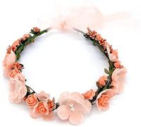 Couronne de Fleurs, Couronne Fleur Cheveux Mariage Nuptiale Fleur Couronne avec Ruban pour Chapeau Ornement Party Festival Beach Travle Mariage Accessoires(Orange)