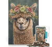 Couronne de Fleurs d'alpaga Puzzle de 1000 pièces pour Adultes Jeu de réflexion Découpe de précision Bords Lisses Activité relaxante en Groupe à l'intérieur (50x75cm)