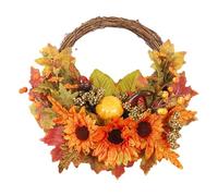 Couronne de fleurs d'automne - Couronne de récolte rustique, couronne d'automne artificielle | Couronne de porte d'automne, feuille d'érable Citrouille Baies Couronne décorative pour l'automne, fête