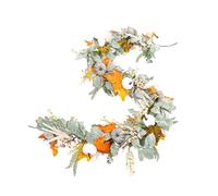 Couronne de fleurs d'automne en soie - Résistante à la décoloration - Pièce décorative à suspendre pour quatre saisons - Couronne d'automne artificielle