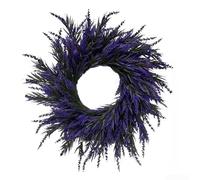 Couronne de fleurs de lavande en plastique violet à suspendre pour jardin ou porte, décoration printanière pour extérieur et intérieur, 60 cm