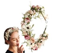 Couronne de fleurs de mariage - Bandeau de fleurs réglable - Accessoire de cheveux léger et délicat - Accessoire de cheveux pour les fêtes de fin d'année - Pour une séance photo de mariage
