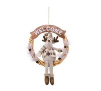 Couronne de fleurs décorative à suspendre, accessoire fait à la main Père Noël/bonhomme de neige/cerf poupée pendentif décoration de la maison ornement coloré figurines de Père Noël miniatures