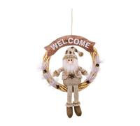 Couronne de fleurs décorative à suspendre, accessoire fait à la main Père Noël/bonhomme de neige/cerf poupée pendentif décoration de la maison ornement coloré figurines de Père Noël miniatures