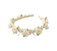 Couronne de fleurs Dirndl pour femme et fille, avec design floral, accessoire de fête de la bière, vert, beige, café (beige, taille unique)