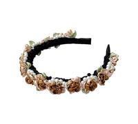 Couronne de fleurs Dirndl pour femme et fille, avec design floral, accessoire de fête de la bière, vert, beige, café (cafee, taille unique)