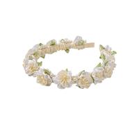 Couronne de fleurs Dirndl pour femme et fille, avec design floral, accessoire de fête de la bière, vert, beige, café (blanc, taille unique)