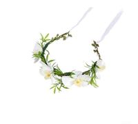 Couronne de fleurs faite à la main pour blanc 60 cm mariée accessoire de cheveux léger en tissu 30 g mariage style bohème élégant diadème avec gardénias pour fille de fleur coiffe réglable 60 x 19 cm