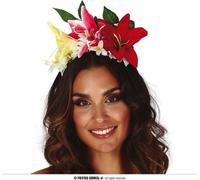 Couronne de fleurs hawaïenne Serre-tête fleur pour femme Accessoire de déguisement multicolore