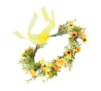 Couronne de Fleurs Jaune Réglable pour Coiffure de Fille et Mariée | PP et Fer, Accessoire Photo pour Réunion Annuelle, Style Floral, Usage Adulte et Jeune Fille