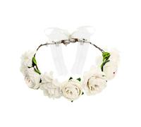 Couronne de Fleurs - JOUR DE FETE - Vive les Mariés - Diamètre 17,5 cm - Plastique - Blanc