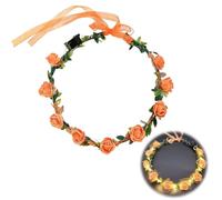 Couronne de Fleurs LED Bandeau Cheveux Femme Couronne de Fleurs LED Lumineux Chouchou Bandeaus Garland Bandeau de Fleur, pour Filles, Mariage, Noël, Pâques, Fêtes, Festival (Blanc chaud)
