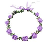 Couronne de Fleurs LED Bandeau Cheveux Femme Couronne de Fleurs LED Lumineux Chouchou Bandeaus Garland Bandeau de Fleur, pour Filles, Mariage, Noël, Pâques, Fêtes, Festival (Violet)
