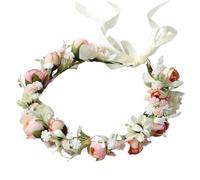 Couronne De Fleurs Mariage Couronne de fleurs, guirlande mariée avec ruban, serre-tête fait à la main, diadèmes féeriques, accessoires for cheveux mariage(Color3)