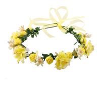 Couronne De Fleurs Mariage Couronne de fleurs, guirlande mariée avec ruban, serre-tête fait à la main, diadèmes féeriques, accessoires for cheveux mariage(Color4)