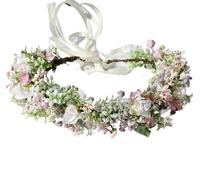 Couronne De Fleurs Mariage Souffle artificiel vert casque couronne de fleurs mariée Eucalyptus Halo feuille mariage florale bandeau Photo accessoire(Color4)