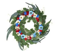 Couronne de fleurs patriotiques Xolsurg, couleurs vives et lumineuses, matériau durable pour le jour de l'indépendance, les fêtes de Noël, les jardins, les balcons