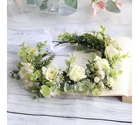 Couronne de fleurs réglable - Couronne de fleurs - Couronne de fleurs - Bandeau réglable - Fait à la main - Couronne de Noël - Mariage - Festival - Fête - Accessoire photo