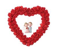 Couronne de fleurs romantiques, couronne de Saint-Valentin en forme de cœur, fleurs artificielles, pétale décoratif rose rouge, belle décoration de Noël, arrangement parfait pour les événements de