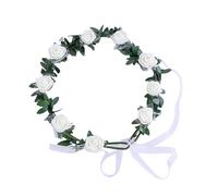 Couronne de fleurs roses - Bandeau élastique - Décoration pour mariage et utilisation quotidienne