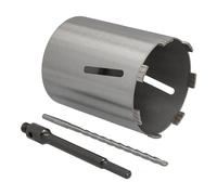 Couronne de forage diamantée hexagonale longue (200 mm) avec logement et foret de centrage Longueur utile 180 mm Ø 152 mm