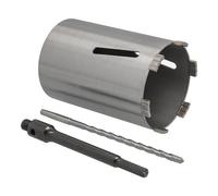 Couronne de forage diamantée hexagonale longue (200 mm) avec logement et foret de centrage Longueur utile 180 mm Ø 127 mm