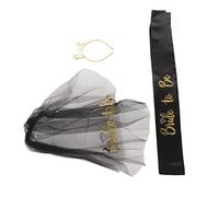 Couronne de Future Mariée élégante avec Voile et Ceinture, Parfaite pour les Célébrations Nuptiales, Finition Satinée Noire, 1 Ensemble
