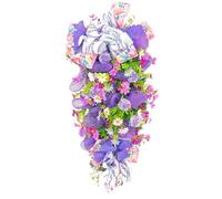 Couronne de jour - Décoration de Pâques à suspendre au mur - Décoration de Pâques - TQk717 (Violet, 60 x 30 cm)