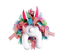 Couronne de lapin de Pâques - Adaptée à l'espace - 43 x 50 cm - Décoration de lapin - Couronne de lapin de dessin animé - Légère - Pour intérieur et extérieur - Pour intérieur et extérieur - Pour